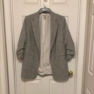 H &M Gray Blazer with ruched Rolled Sleeves